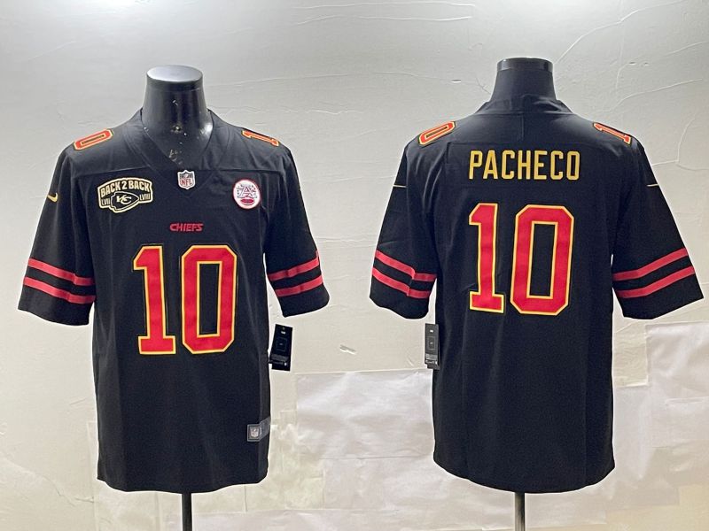 Men Kansas City Chiefs #10 Pacheco Black 2025 Nike Vapor Limited NFL Jersey style 2